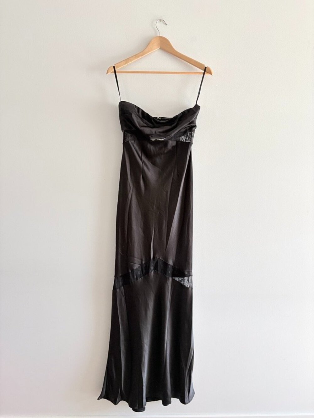 Runaway the Label Melrose Strapless Maxi Dress Satin Lace NWT Black Small / 4 - Picture 5 of 9